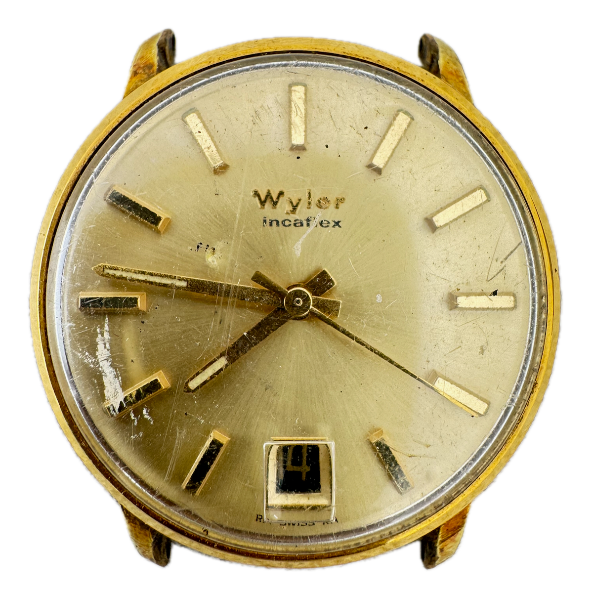Vintage 33mm Wyler Incaflex Date Men's Wristwatch Swiss Steel & Gold Tone