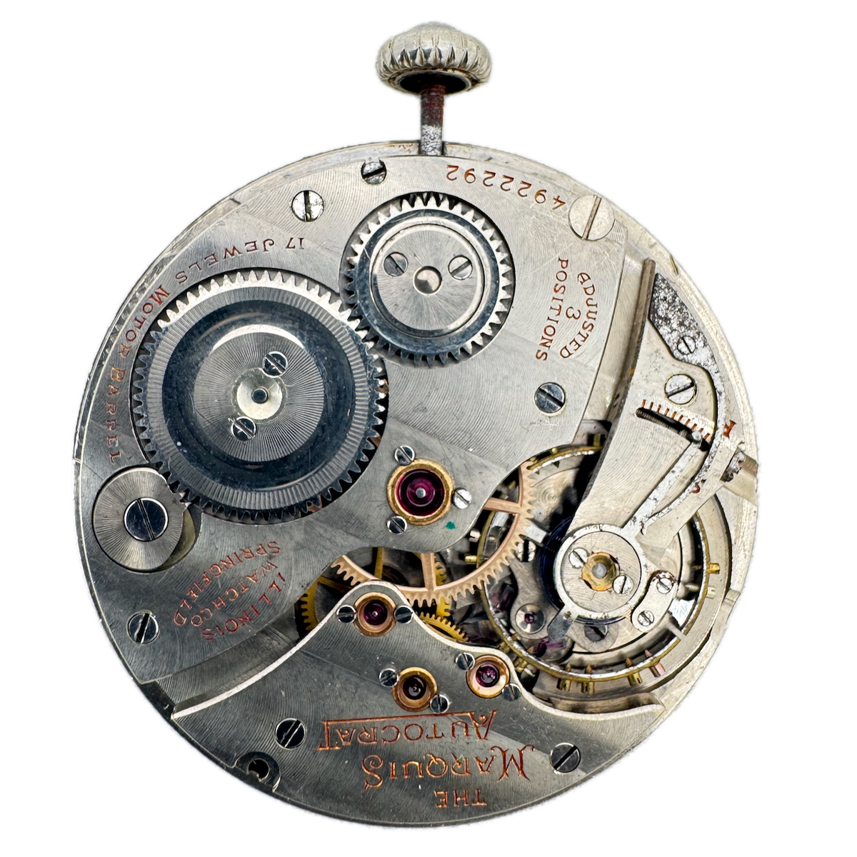 Vintage 8s 1927 Illinois Marquis Autocrat 3XT 17j Pocket Watch Movement 522 USA