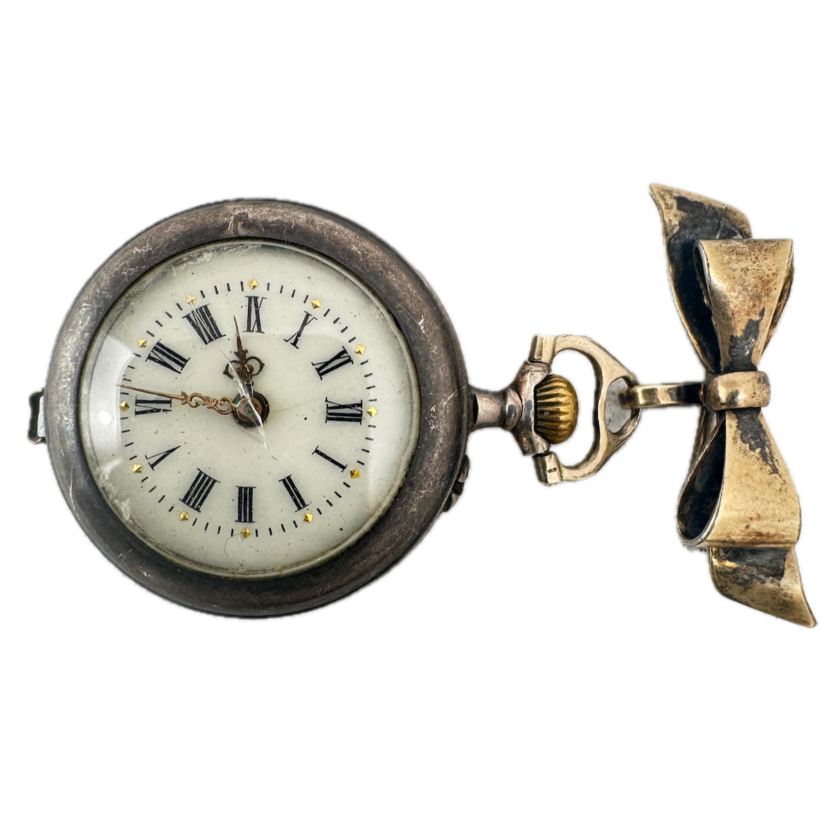 Antique 27mm Unbranded Red Enamel Mechanical Pocket Watch .800 Silver Swiss