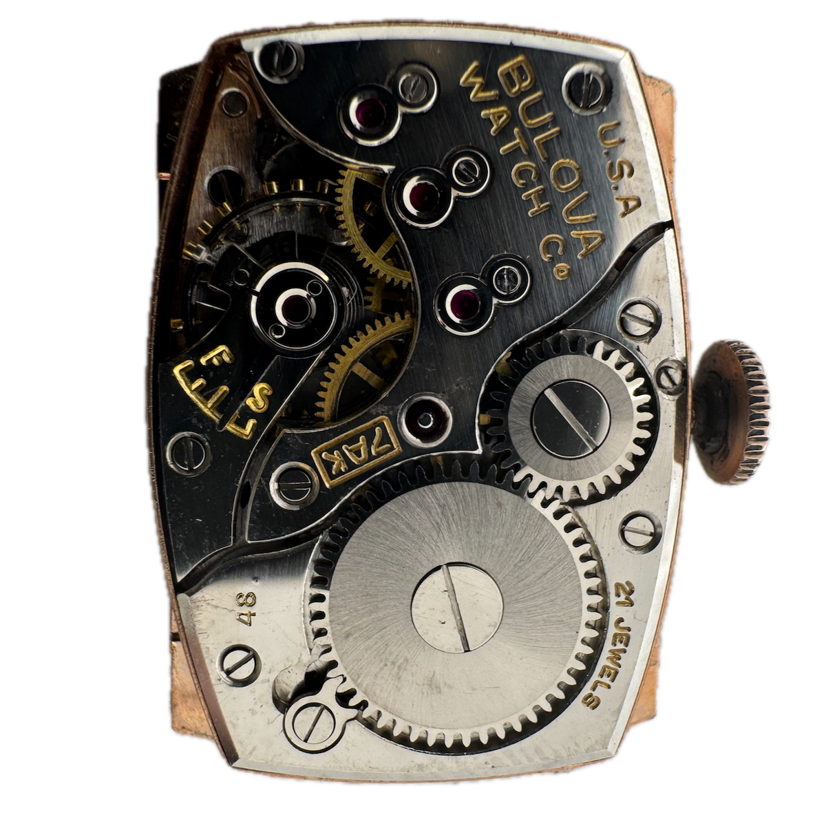 Antique 18mm Bulova 28 Jewel Mechanical Men's Wristwatch Movement 7AK USA