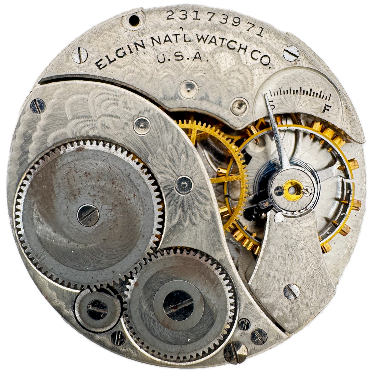 Antique 12s 1921 Elgin 7 Jewel Mechanical Pocket Watch Movement 303 USA