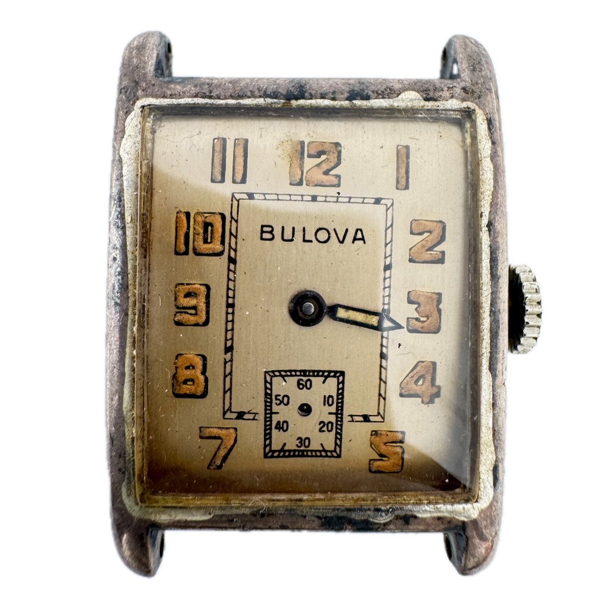 Vintage Bulova AA 17 Jewel Men's Mechanical Wristwatch 25 Swiss Sterling Silver