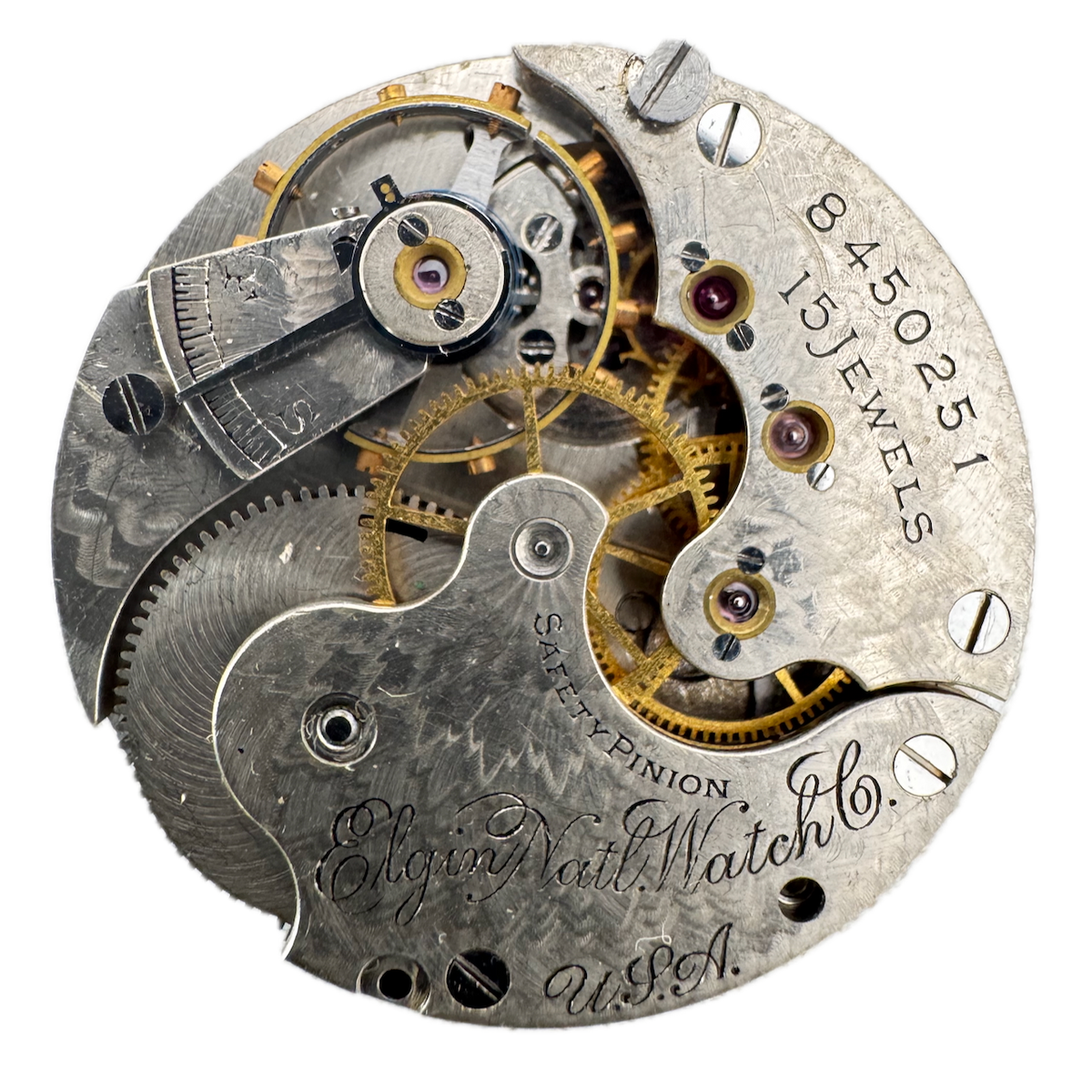 Antique 0s 1900 Elgin 15 Jewel Mechanical Hunter Pocket Watch Movement 223 USA