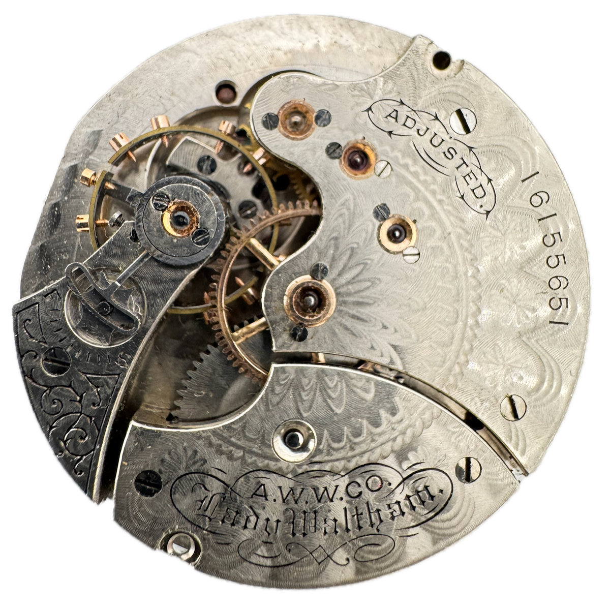 Antique 6s 1907 Waltham 16j Hunter Pocket Watch Movement Lady Waltham USA