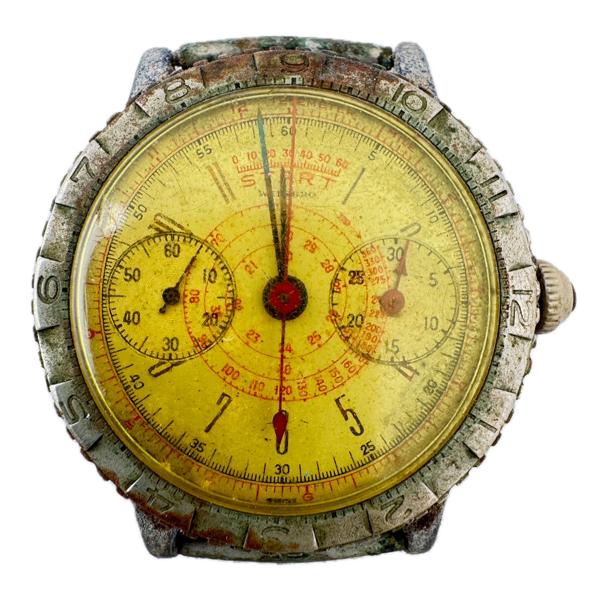 Vintage 36mm Welsbro 7 Jewel Men's Chronograph Wristwatch Swiss Chrome