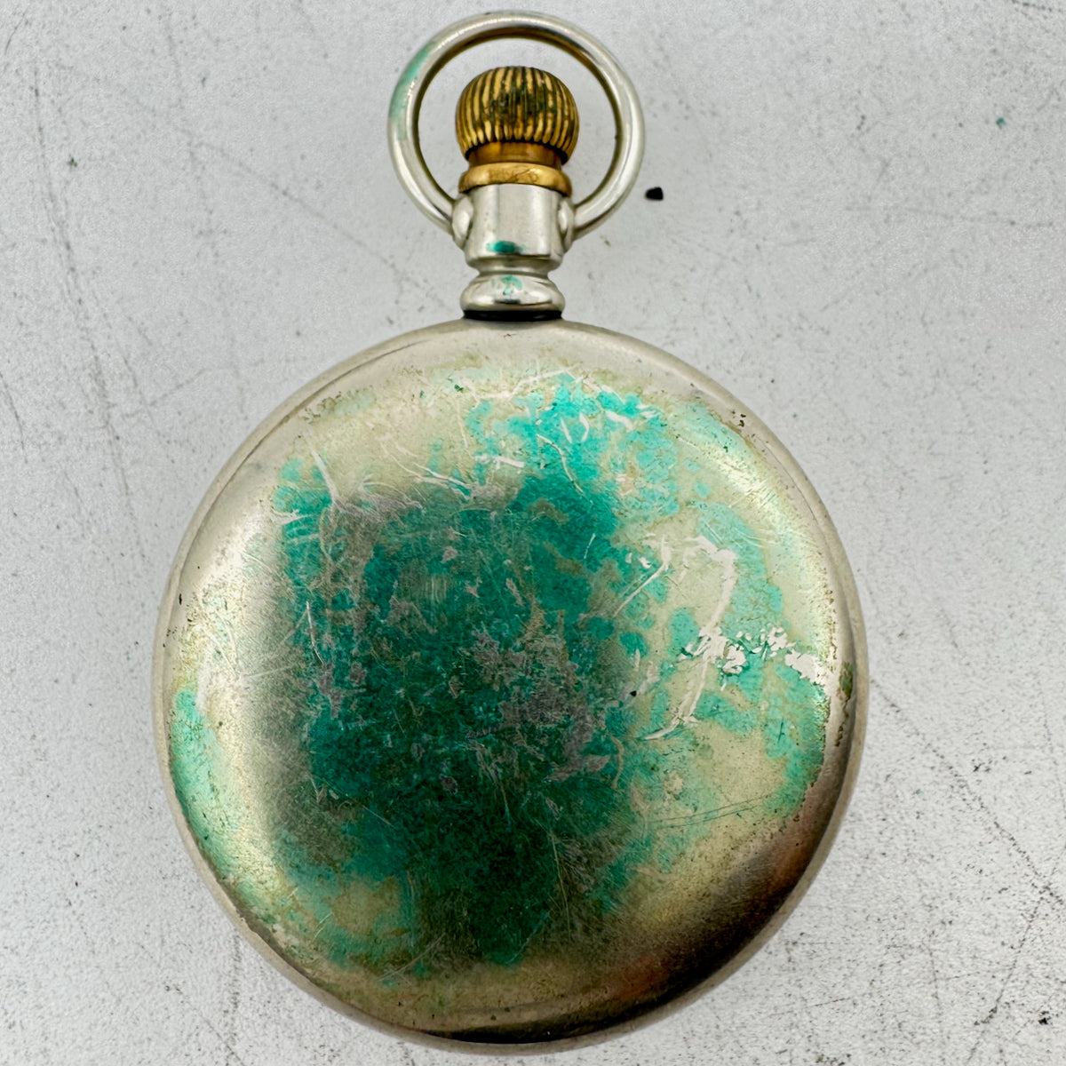 Antique 18s Crescent Smooth Bezel Open Face Pocket Watch Case Nickel USA