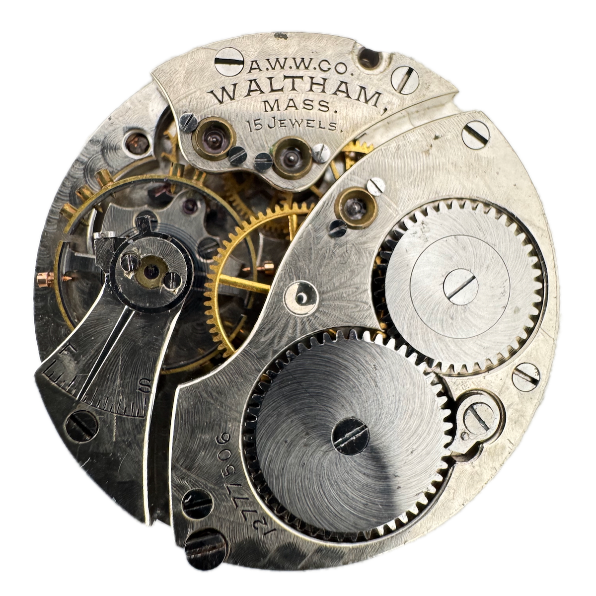 Antique 0s 1903 Waltham Multicolor Mechanical Pocket Watch Movement No. 115