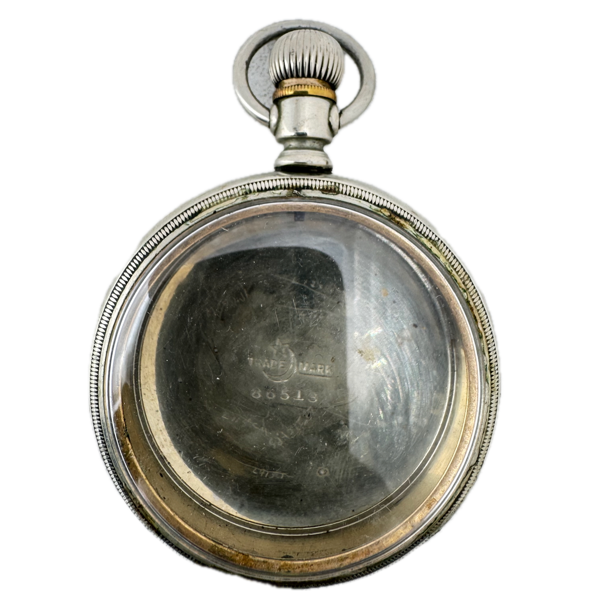 Antique 18 Size Crescent Swing Out Open Face Pocket Watch Case Nickel USA