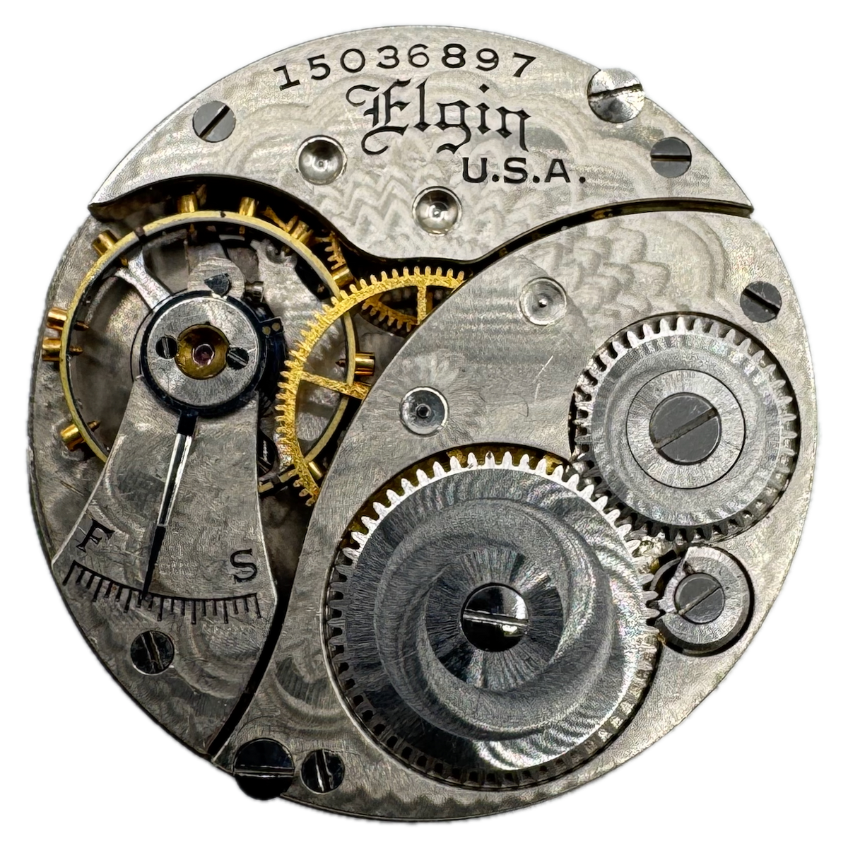Antique 0s 1911 Elgin 7 Jewel Mechanical Hunter Pocket Watch Movement 320 USA