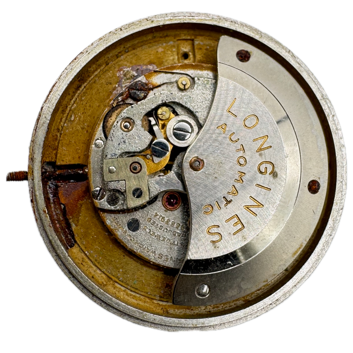 Vintage 30mm Longines Silver Automatic Men's Wristwatch Movement 19 A Swiss