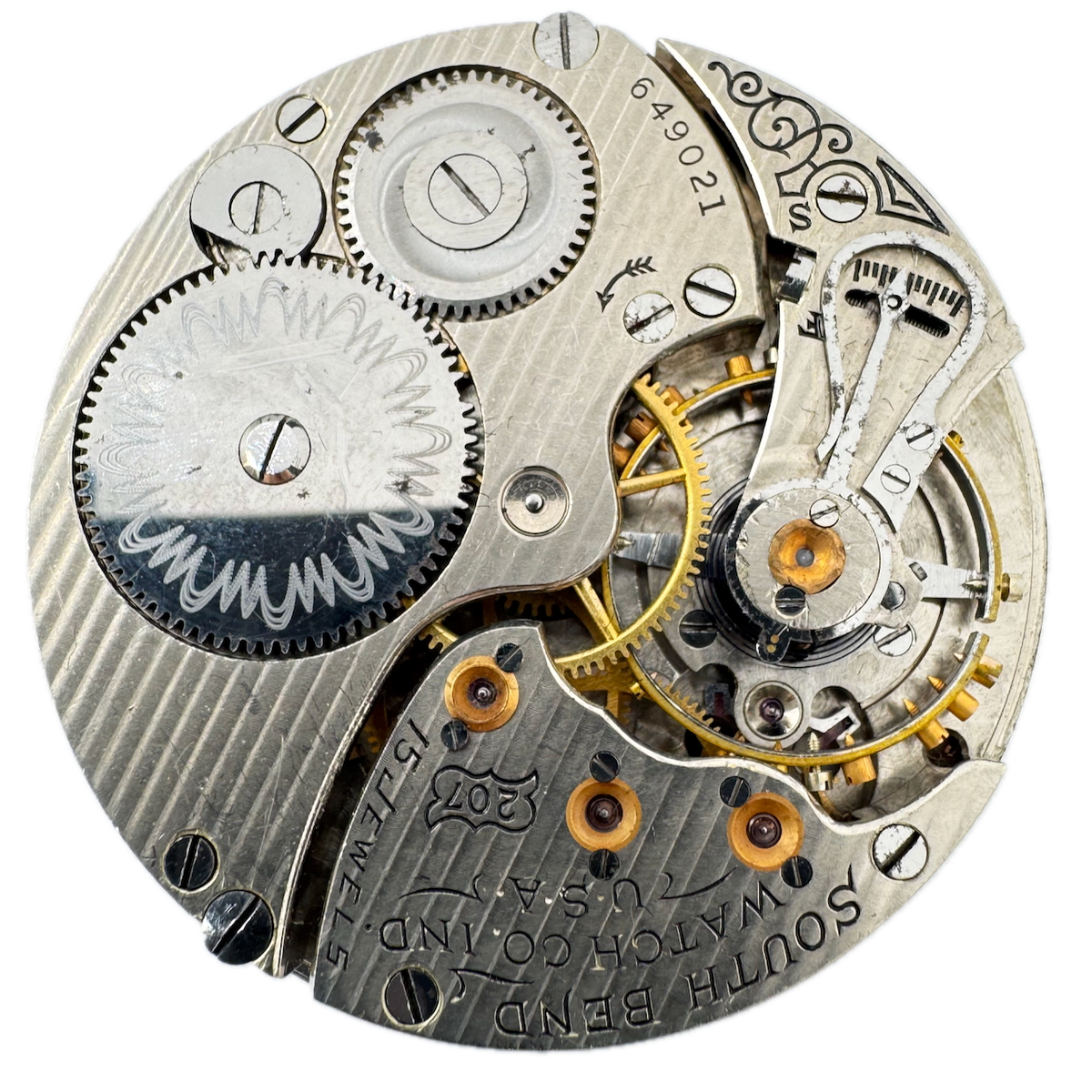 Antique 16s 1910 South Bend 15 Jewel Mechanical Pocket Watch Movement 207 USA