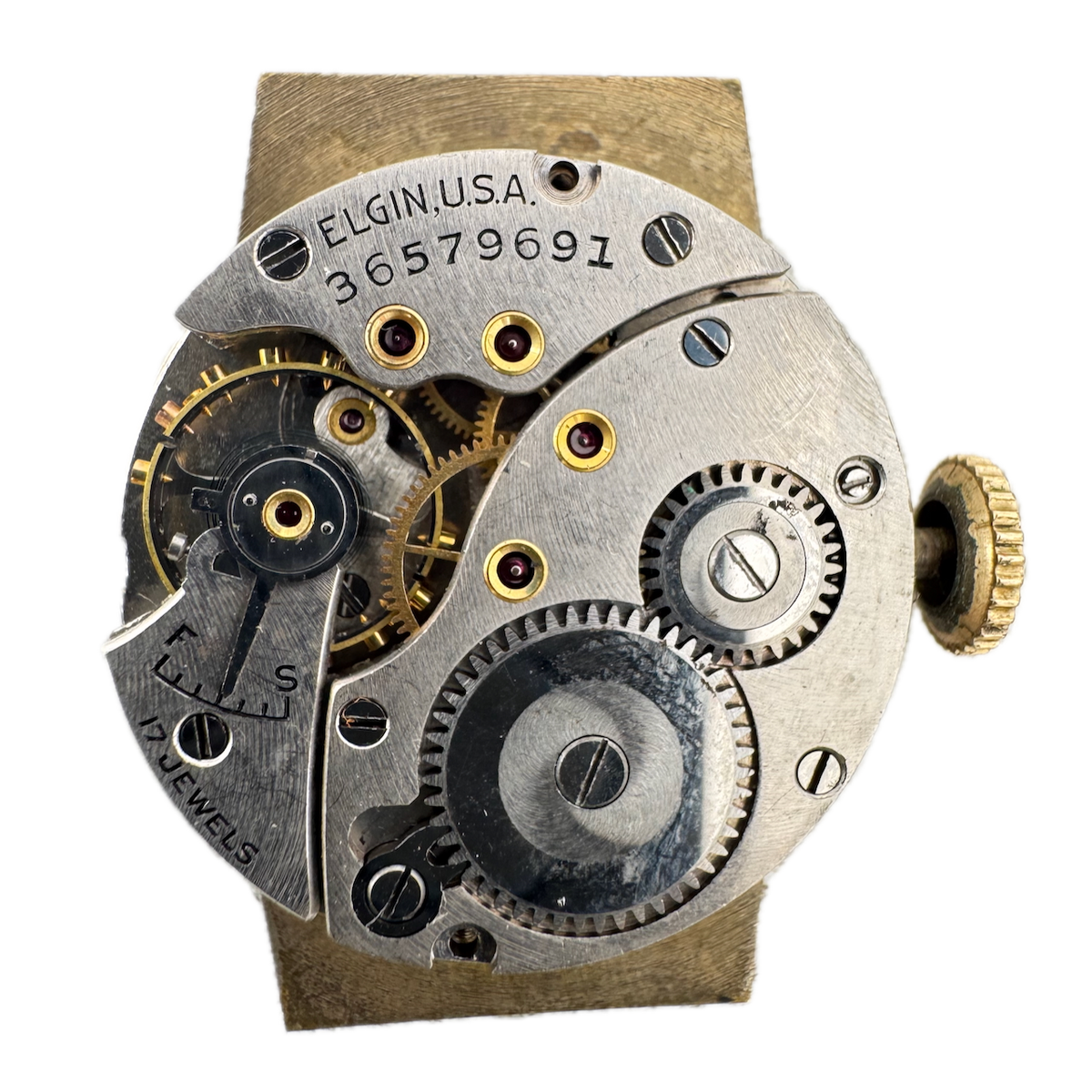 Vintage 20mm Elgin 15 Jewel Mechanical Men's Wristwatch Movement 524 USA Runs