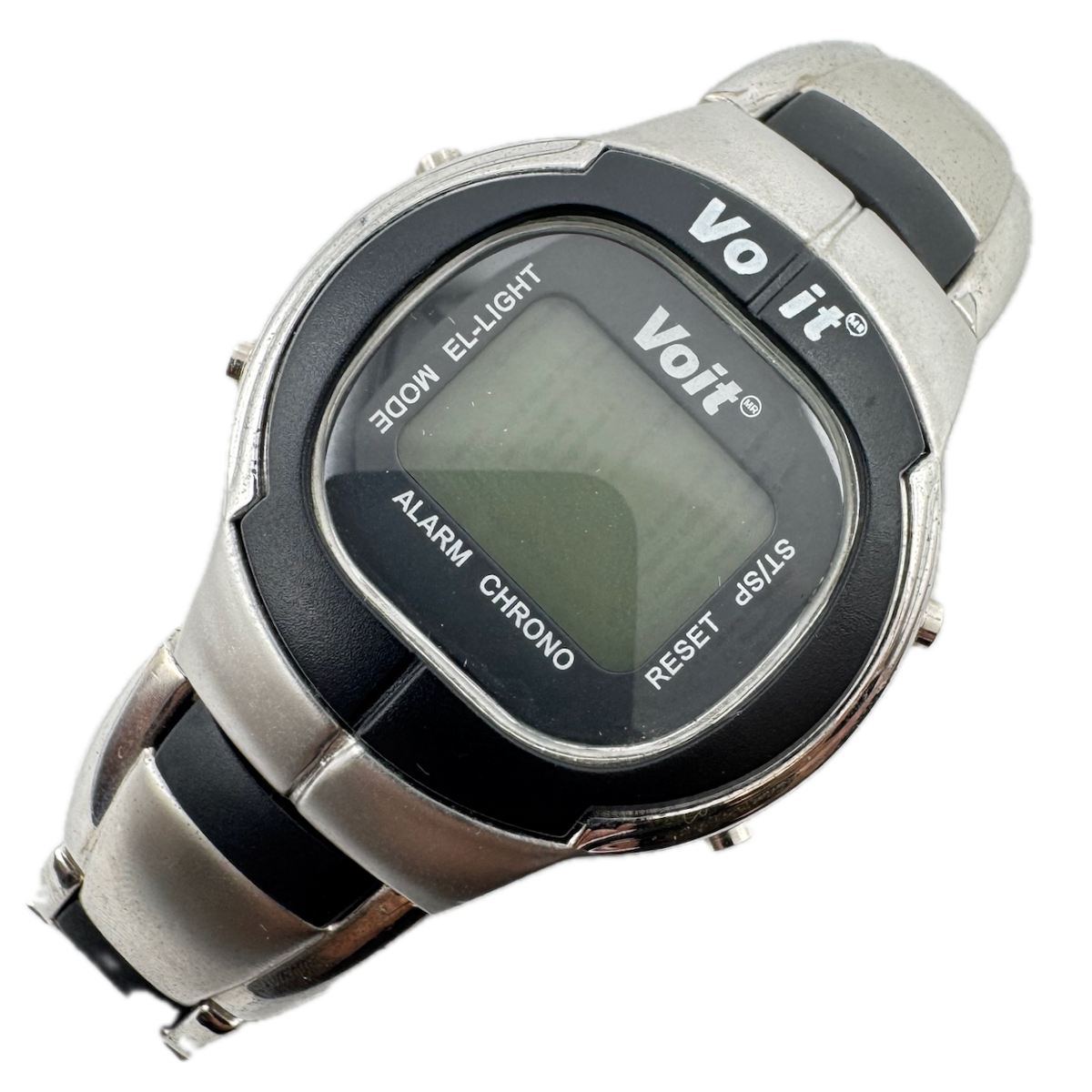 Voit Alarm Chrono Men's Digital LED Wristwatch Swiss S.Steel With Box, NOS