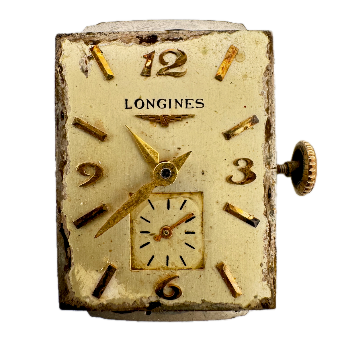 Vintage Longines Rectangular Mechanical Men's Wristwatch Movement 9LT Running