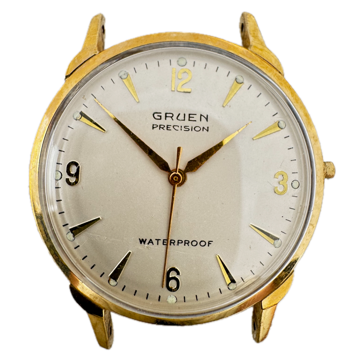 Vintage Gruen Salesman Men's Wristwatch Case for Mechanical 34mm 10k RGP Swiss