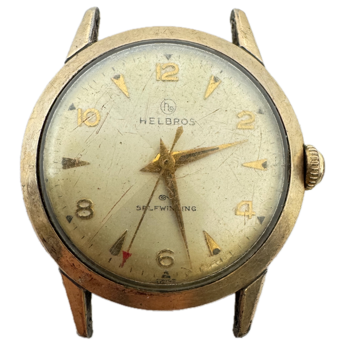 Vintage Helbros Hour Glass Dial Men's Automatic Wristwatch 216 Swiss 10k RGP