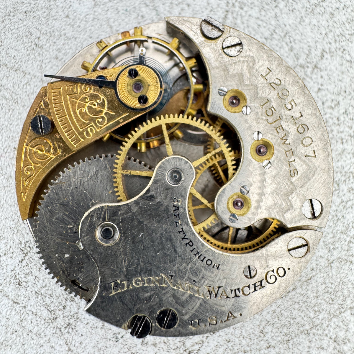 Antique 6s 1907 Elgin 15 Jewel Mechanical Hunter Pocket Watch Movement 295 USA