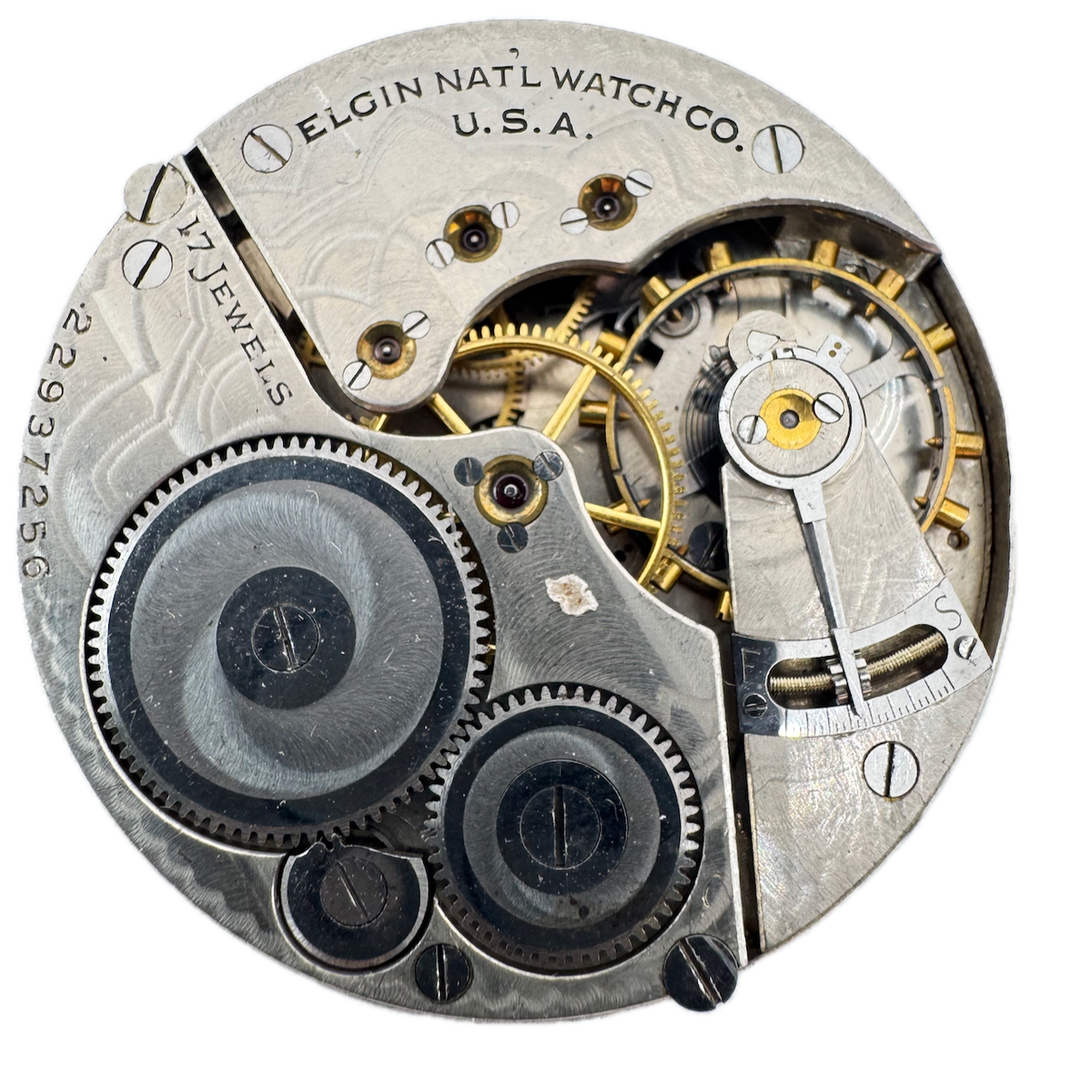 Antique 16s 1925 Elgin Pinstriped 17 Jewel Mechanical Pocket Watch Movement 387