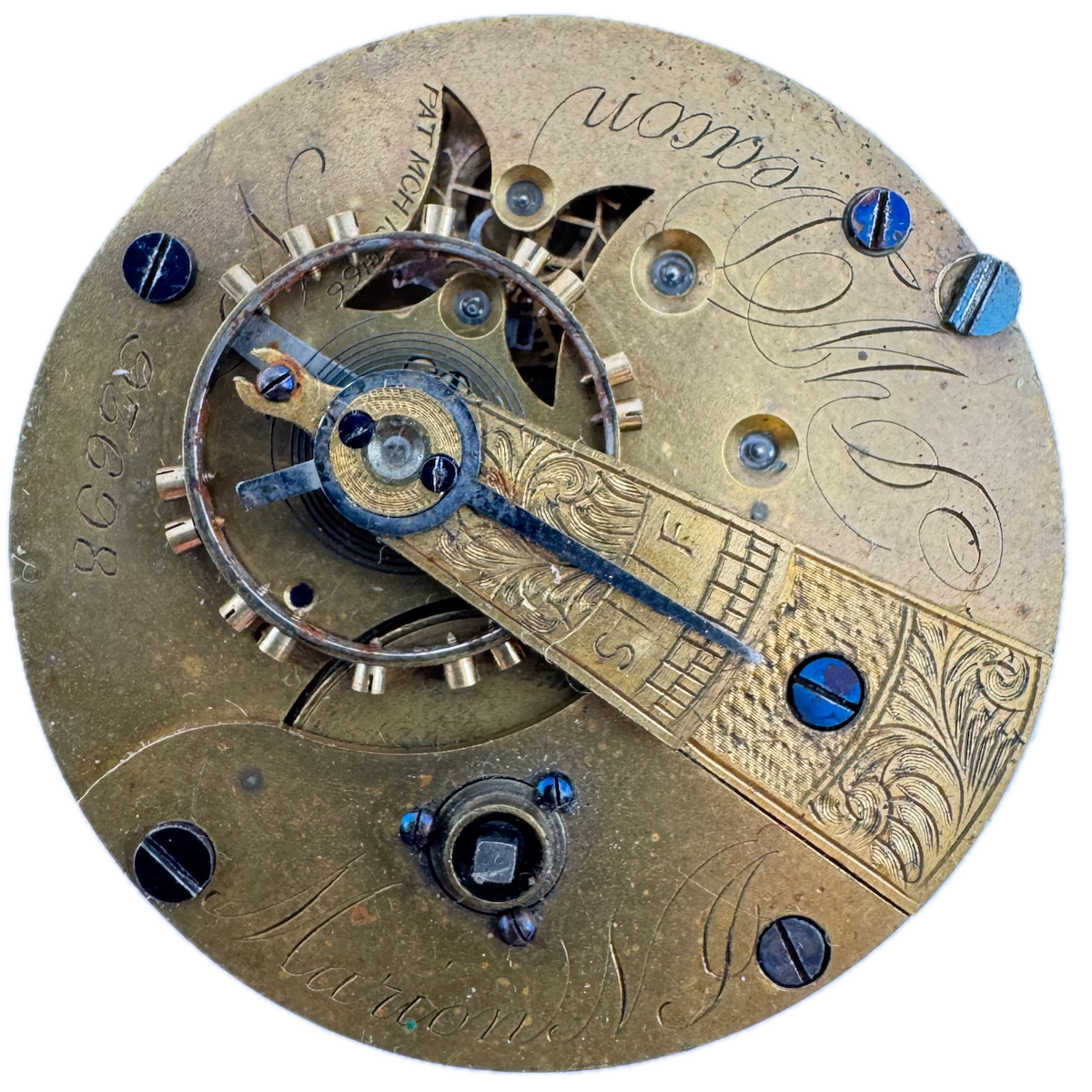 Antique 18s 1870 Marion 11 Jewel Key Pocket Watch Movement J.W. Deacon USA