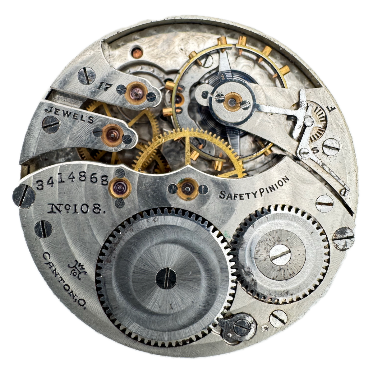 Antique 16s 1915 Hampden 17 Jewel Mechanical Pocket Watch Movement 108 USA