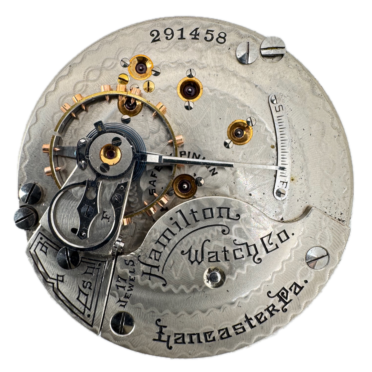 Antique 18s 1905 Hamilton 17j Mechanical Hunter Pocket Watch Movement 925 USA