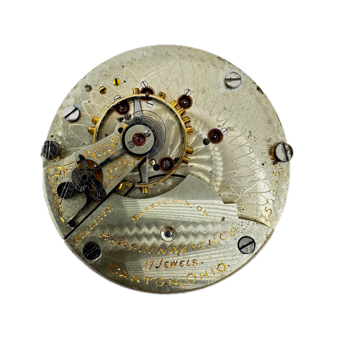 Antique 18s Hampden Multicolor Dial 17 Jewel Hunter Pocket Watch Movement 80