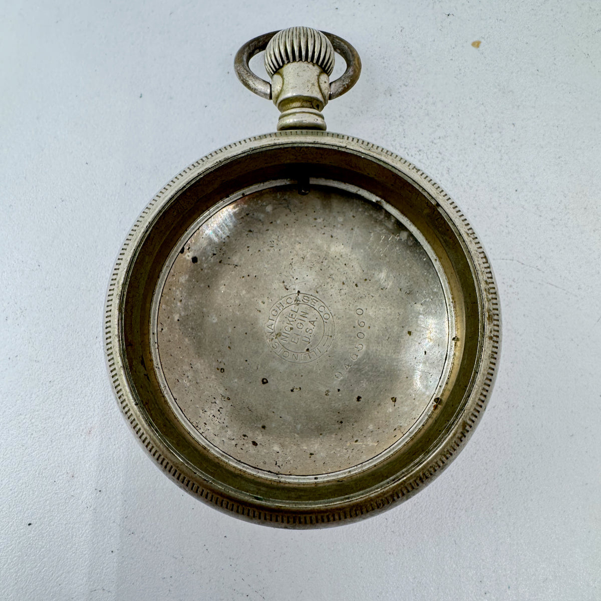 Antique 18 Size Illinois Open Face Pocket Watch Case Nickel Coin Edge #3 USA