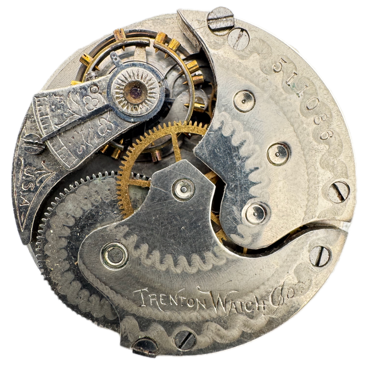 Antique 6s 1894 Trenton 7 Jewel Mechanical Hunter Pocket Watch Movement 50 USA