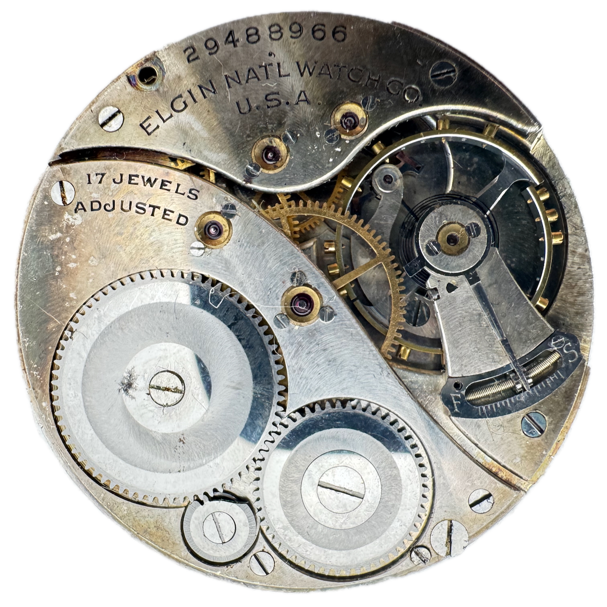 Antique 12s 1927 Elgin 4 17 Jewel Mechanical Pocket Watch Movement 479 USA