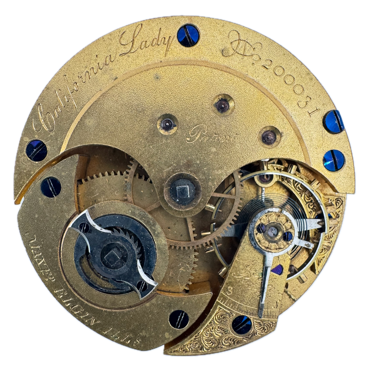Antique 10s 1872 Elgin California Lady 11J Key Wind Pocket Watch Movement 29 USA