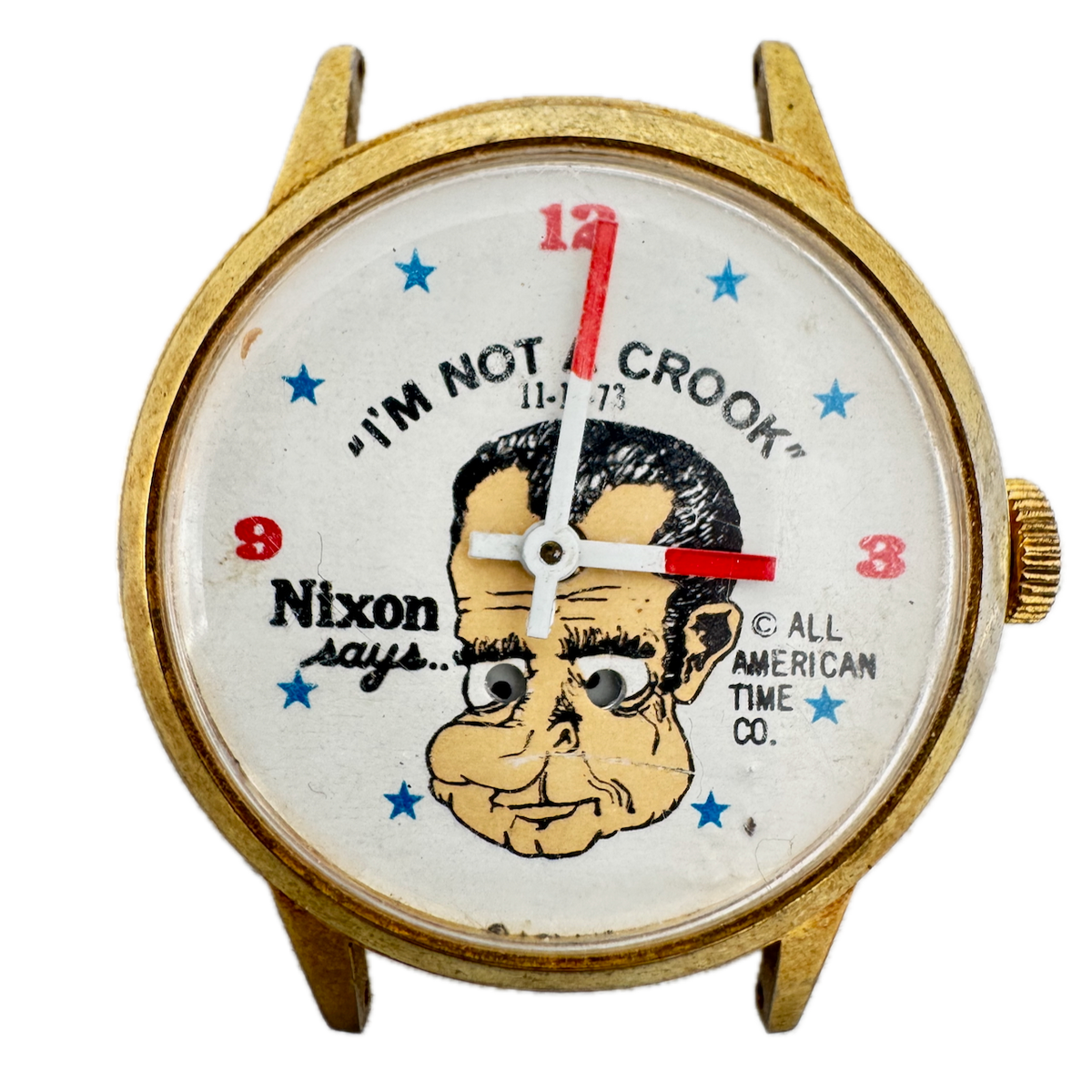 Vintage 34mm All American Nixon Floating Eye Men's Mechanical Wristwatch