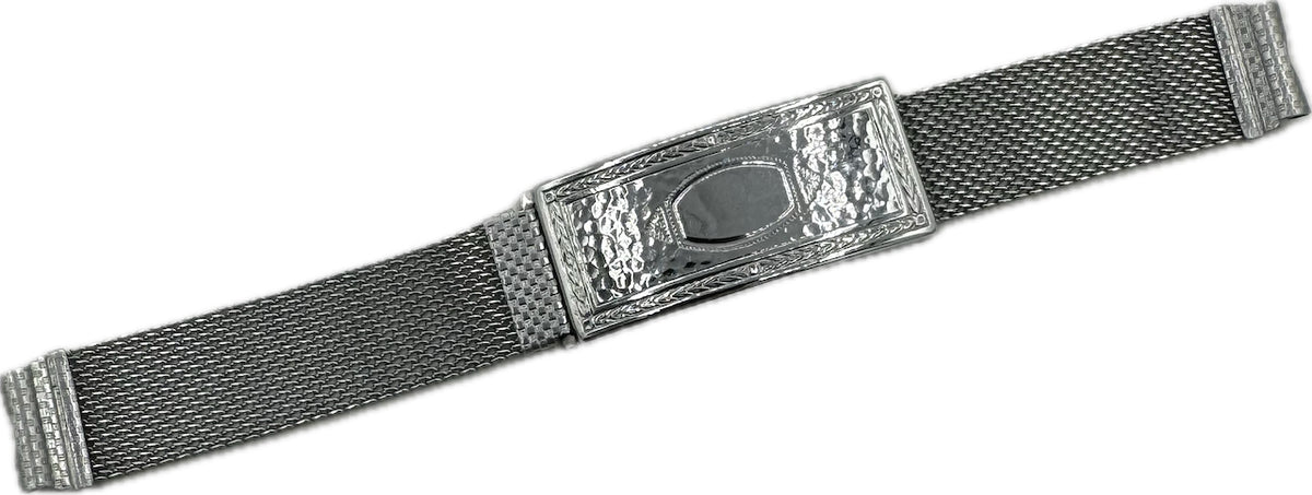 Vintage 12.5mm 1/2 Men's Wristwatch Band Chrome Deployment Mesh USA for Repair