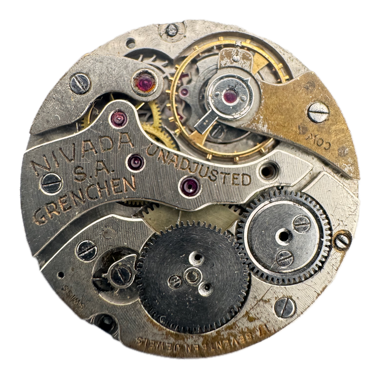Vintage Nivada Grenchen 17 Jewel Mechanical Men's Wristwatch Movement Swiss