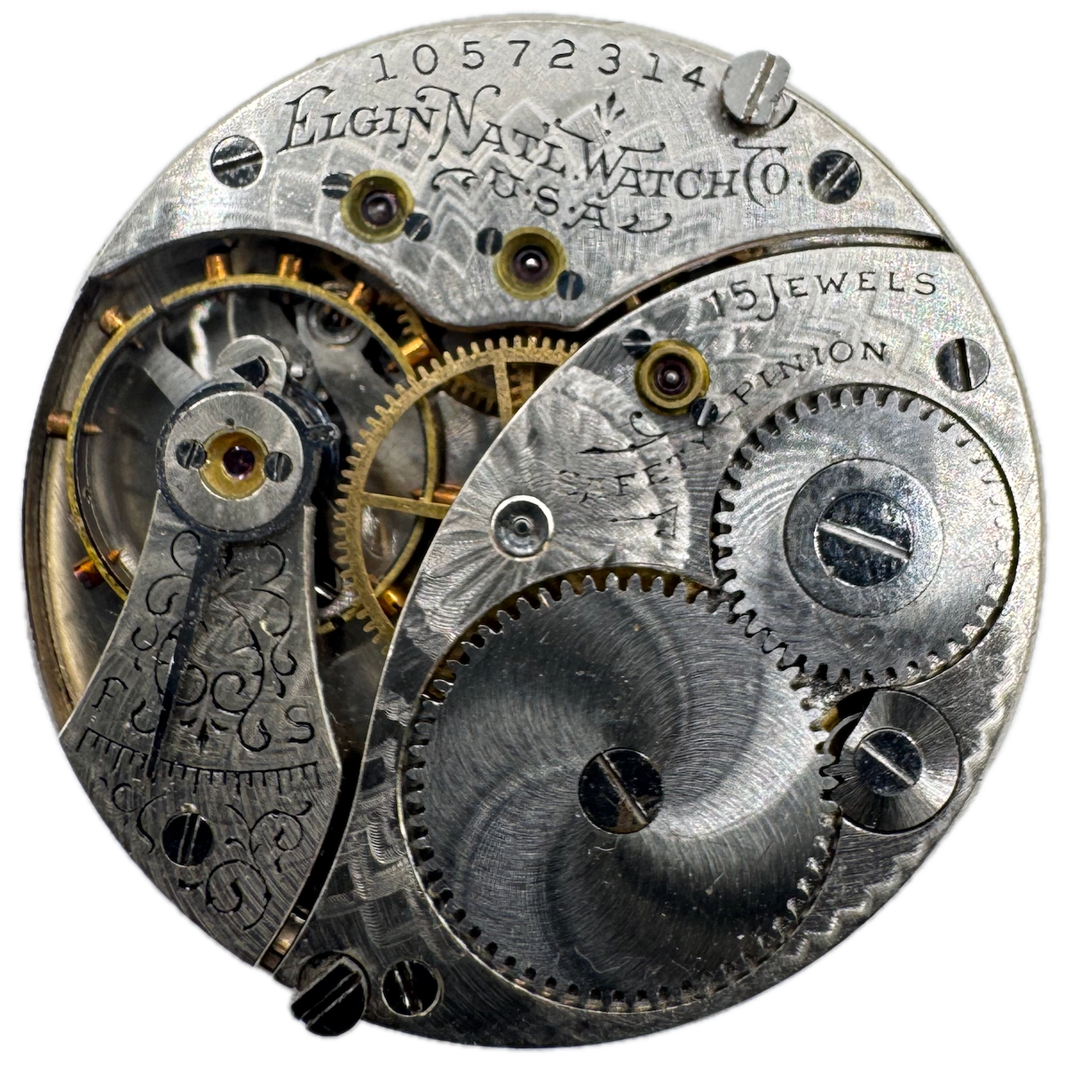 Antique 0s 1904 Elgin 15j Mechanical Hunter Pocket Watch Movement 267 USA