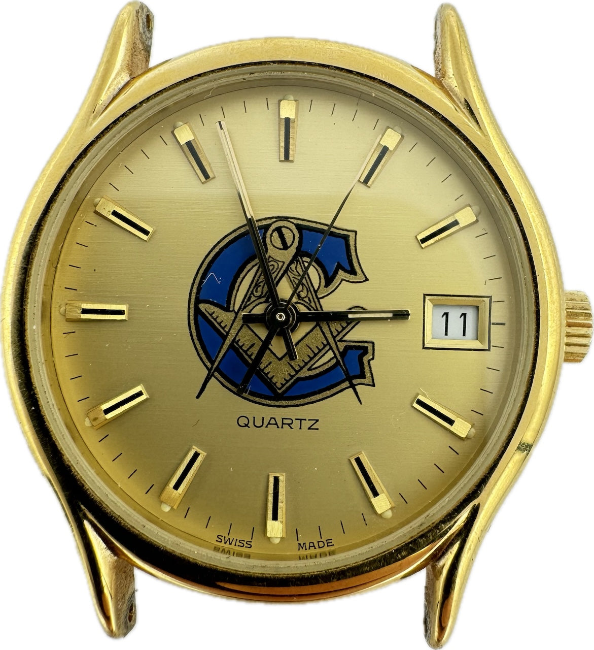 Vintage Croton Masonic Men's Quartz Wristwatch Swiss Base Metal Masonic