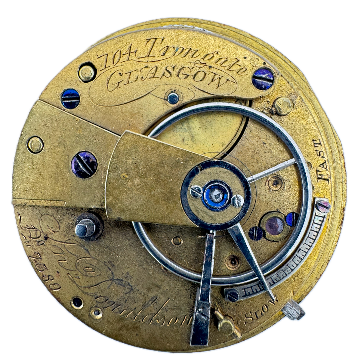 Antique 37.5mm FN Donaldson Key Wind Pocket Watch Movement 104 Irongate Scotland