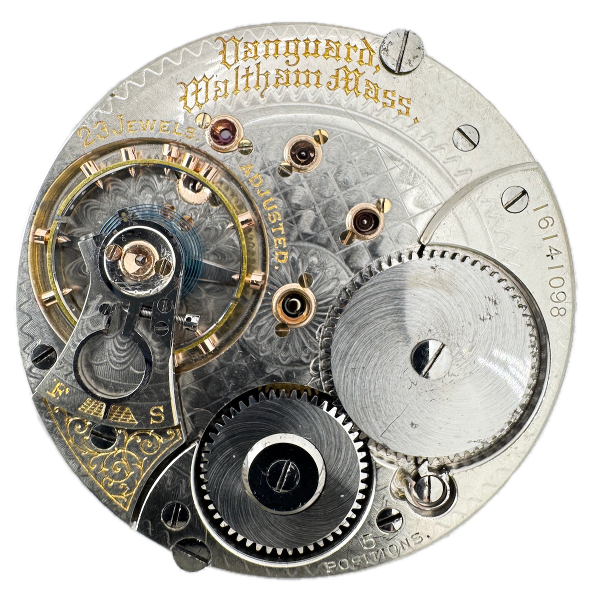 Antique 18s 1907 Waltham 21j Mechanical Railroad Pocket Watch Movement Vanguard