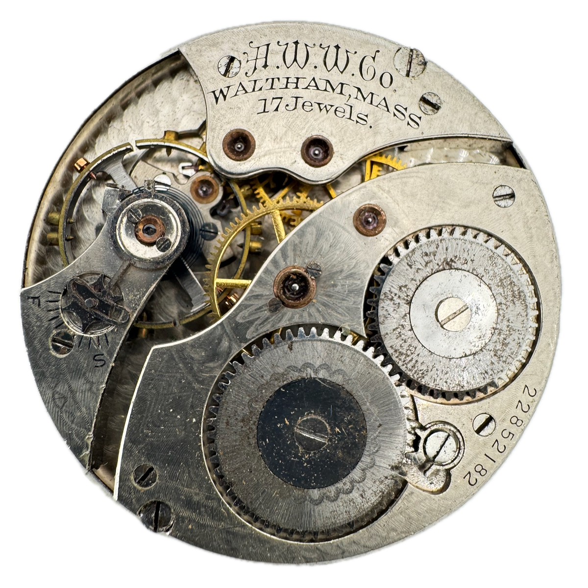 Antique 12s 1919 Waltham Mechanical Hunter Pocket Watch Movement No. 225 Running