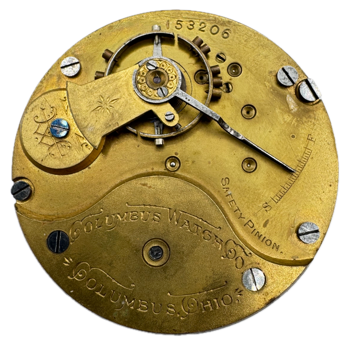 Antique 18s 1889 Columbus 7 Jewel Mechanical Hunter Pocket Watch Movement 20