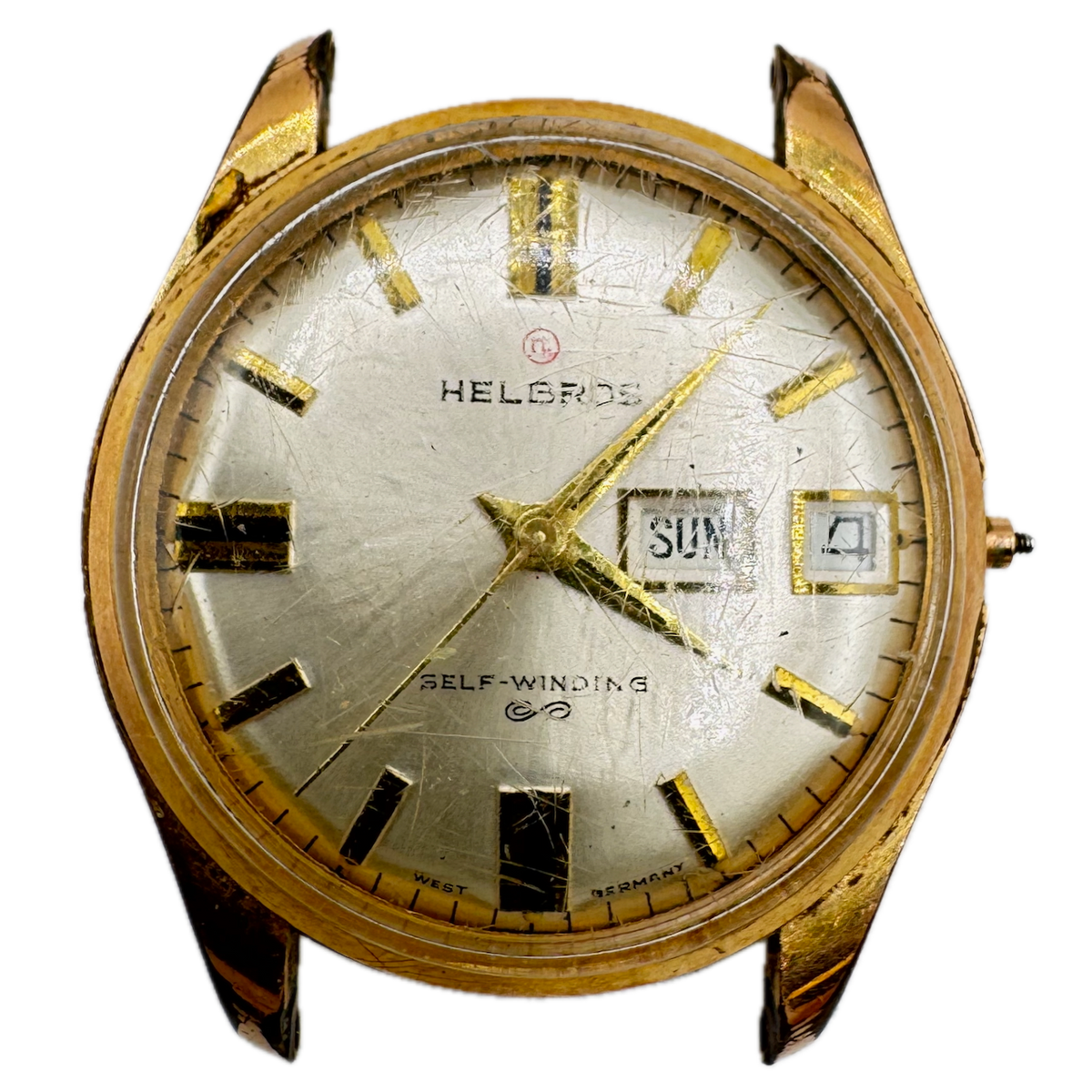 Vintage Helbros Day Date Men's Automatic Wristwatch PUW 1463 GermanyGold Tone