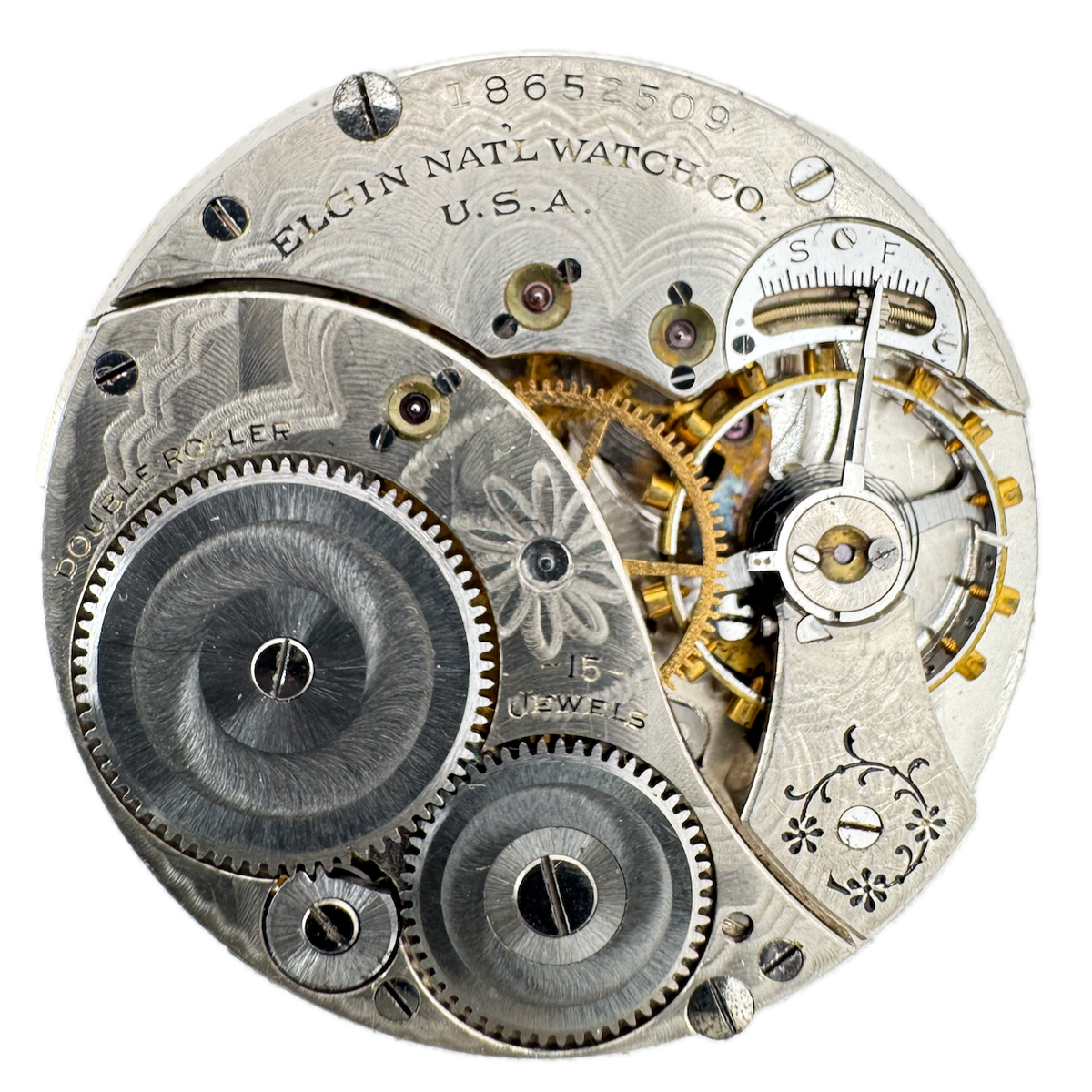 Antique 12s 1916 Elgin 15j Mechanical Open Face Pocket Watch Movement 315 USA