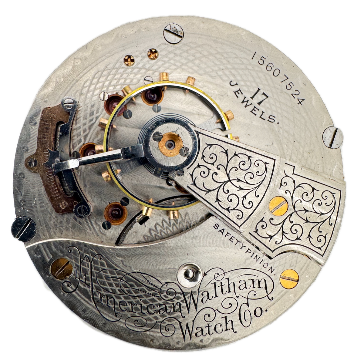 Antique 18s 1907 Waltham Canadian Dial 17 Jewel Pocket Watch Movement 825 USA