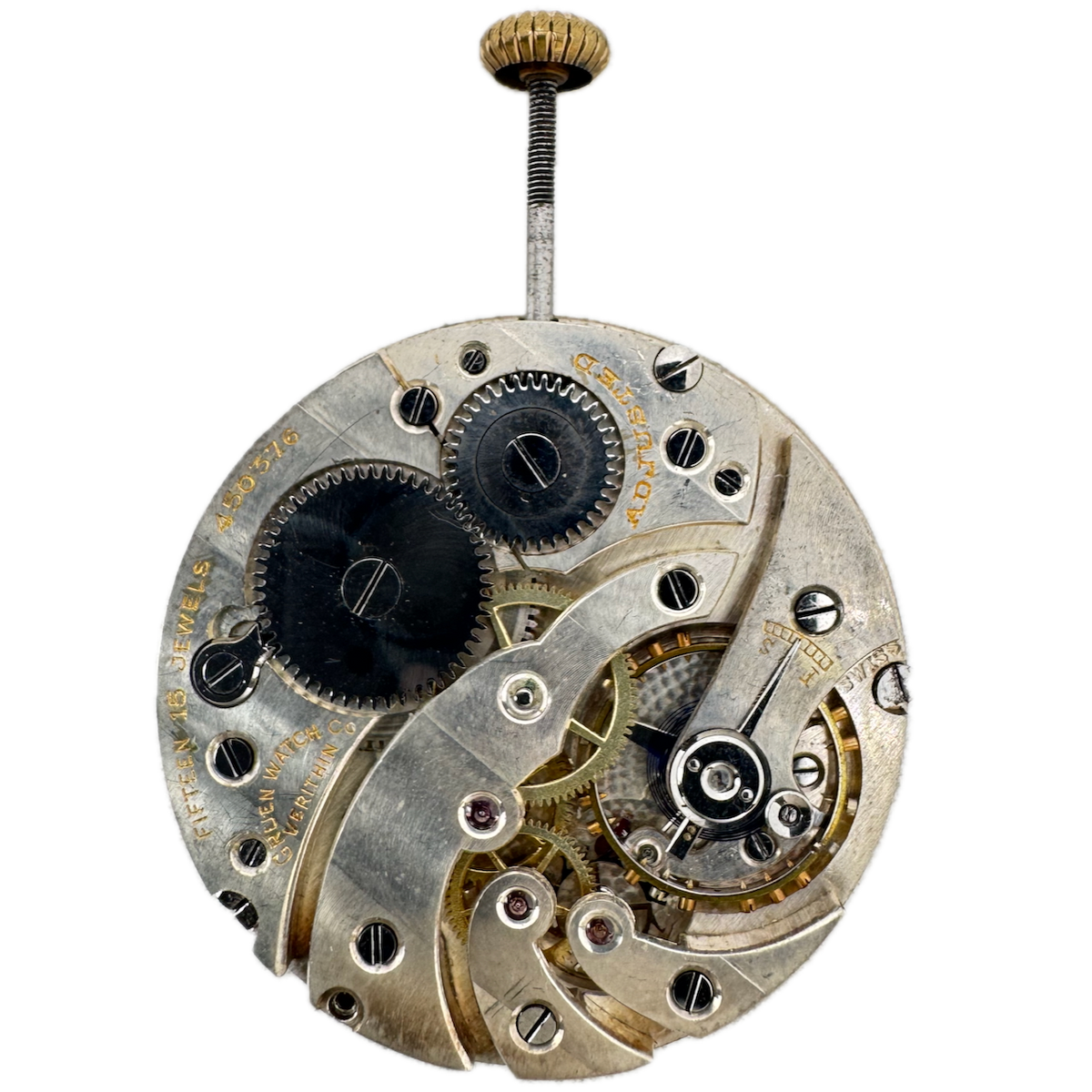 Antique 10s 1870 Gruen Verithin 15 Jewel Mechanical Pocket Watch Movement USA