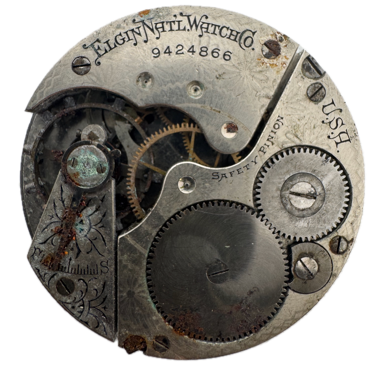 Antique 16s 1902 Elgin Multicolor Mechanical Hunter Pocket Watch Movement 210