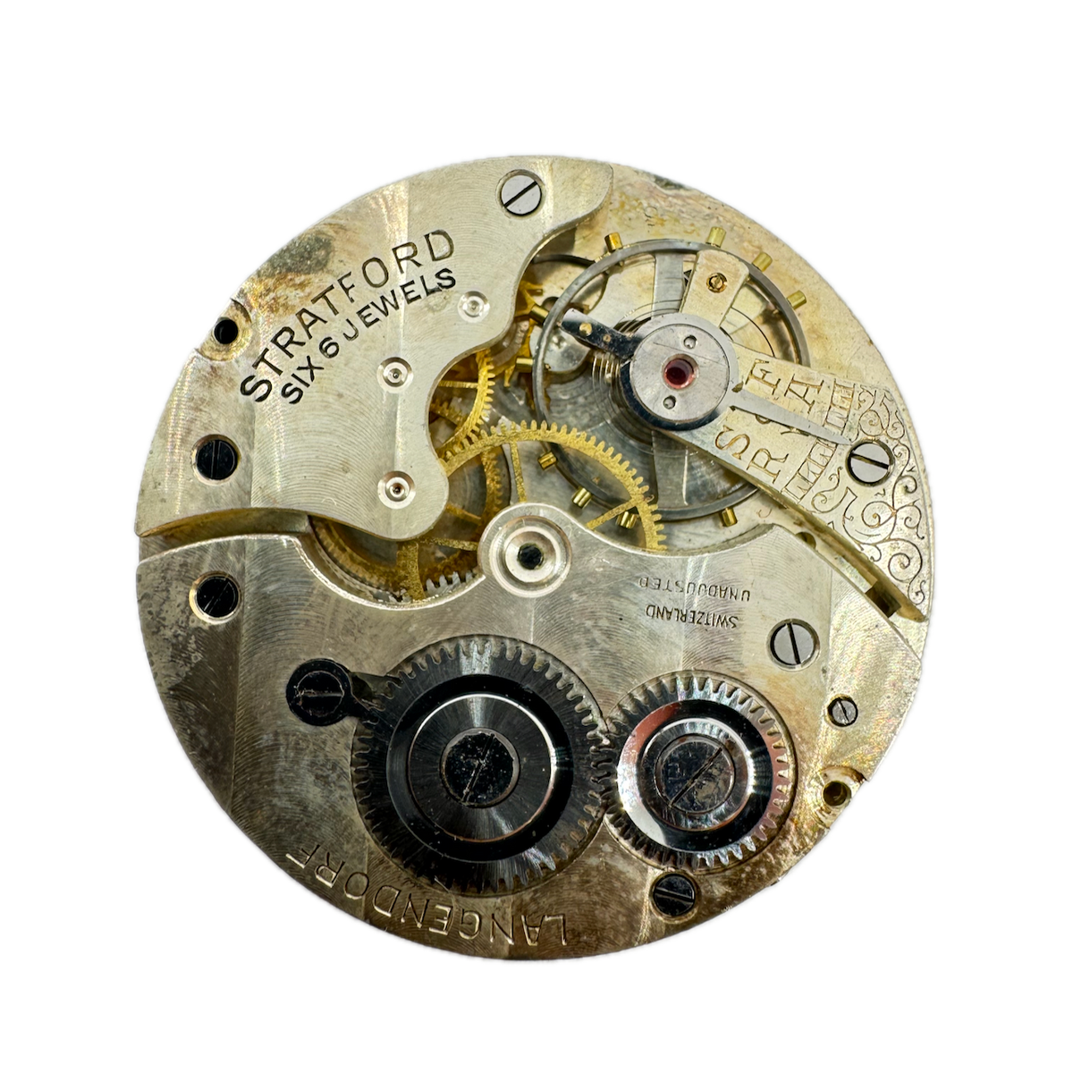 Antique 39.5mm Langendorf Stratford Mechanical Pocket Watch Movement Swiss