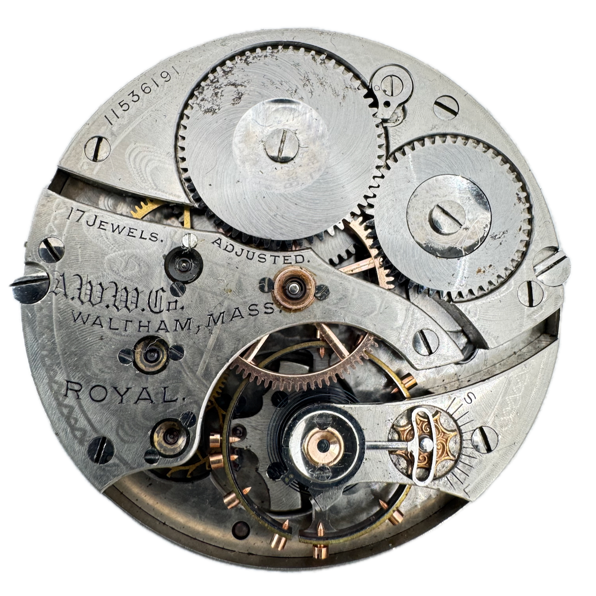 Antique 16s 1902 Waltham 17 Jewel Mechanical Pocket Watch Movement Royal USA