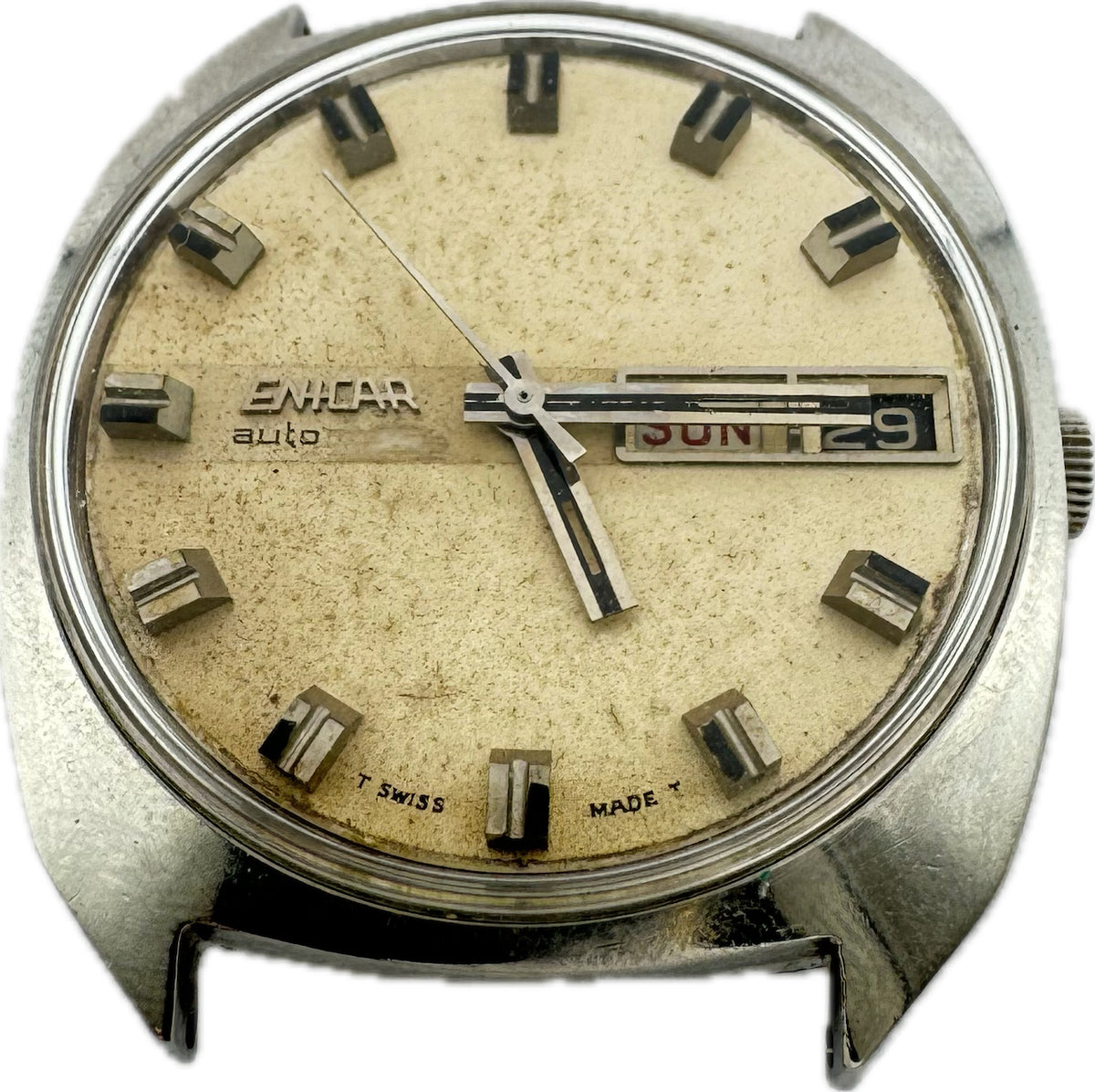 Vintage 35mm Enicar 147-01-02 Ocean Pearl Men's Automatic Wristwatch 1147 Steel