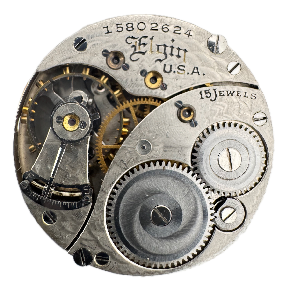 Antique 0s 1911 Elgin 15 Jewel Mechanical Hunter Pocket Watch Movement 354 USA
