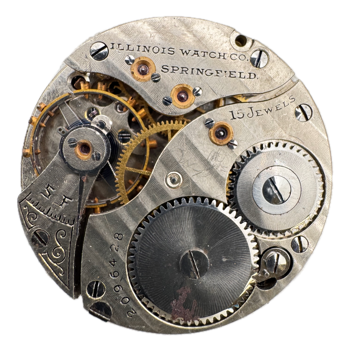 Antique 0s 1908 Illinois Mechanical Hunter Pocket Watch Movement 35 USA fRepair