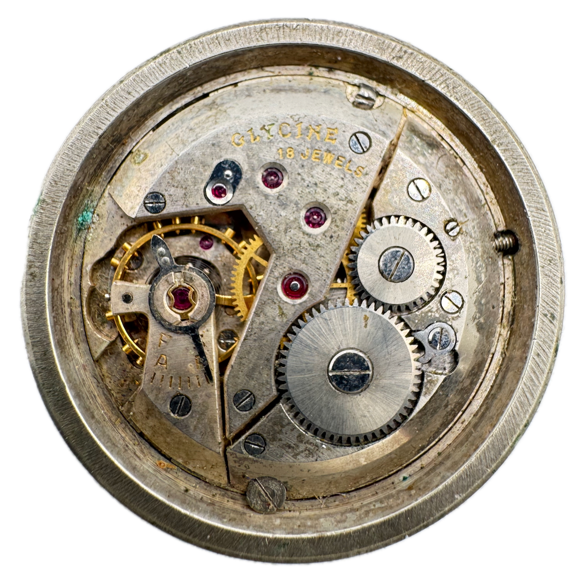 Vintage 26mm Glycine 18 Jewel Mechanical Men's Wristwatch Movement 900 Swiss